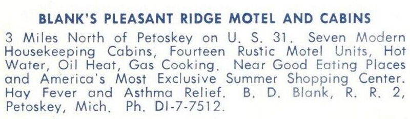 Blanks Pleasant Ridge Motel and Cabins - Vintage Postcard (newer photo)